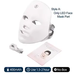 7 - Color LED Facial and Neck Light Therapy Mask for Skin Rejuvenation and Anti - Aging (Style A)