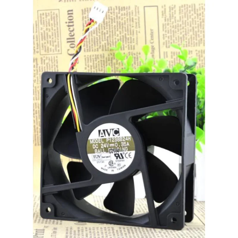 

New CPU Fan For AVC P1238B24H 24V 0.35A 4-wire Frequency Converter Dual Ball Fan 12CM 12038 120*120*38mm