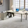 71-Inch Executive Desk, L-Shaped Desk with Cabinet, Large Office Desk with Storage Shelves, Writing Table Desk Business Furnitu 3