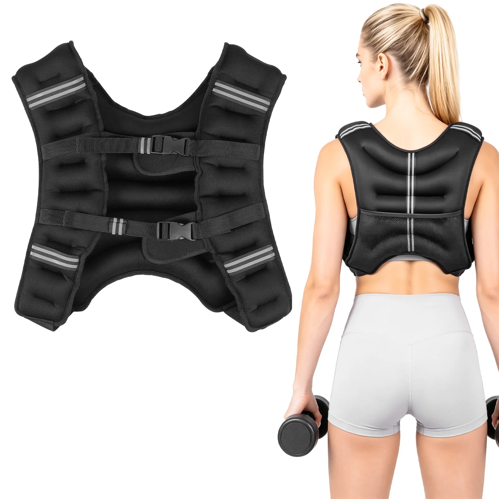 Professional Adjustable Weighted Vest 10kg Loading Capacity Heavy Duty Durable Training Fitness Equipment for Men Women