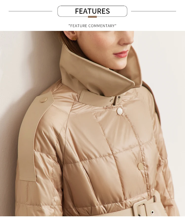 AMII Minimalism Down Jacket Women 2022 Winter New Commuter Fashion Belt Design Solid Warm Antistatic Long Clothing Tops 12241180
