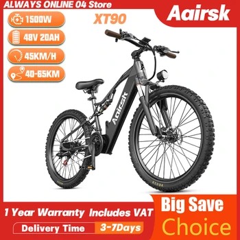 Bicicletta elettrica fuoristrada da montagna per adulti a sospensione completa Urban Ebike Aairsk XT90 1500W 48V 20Ah Bici elettrica per pneumatici da 26 * 2,6 pollici