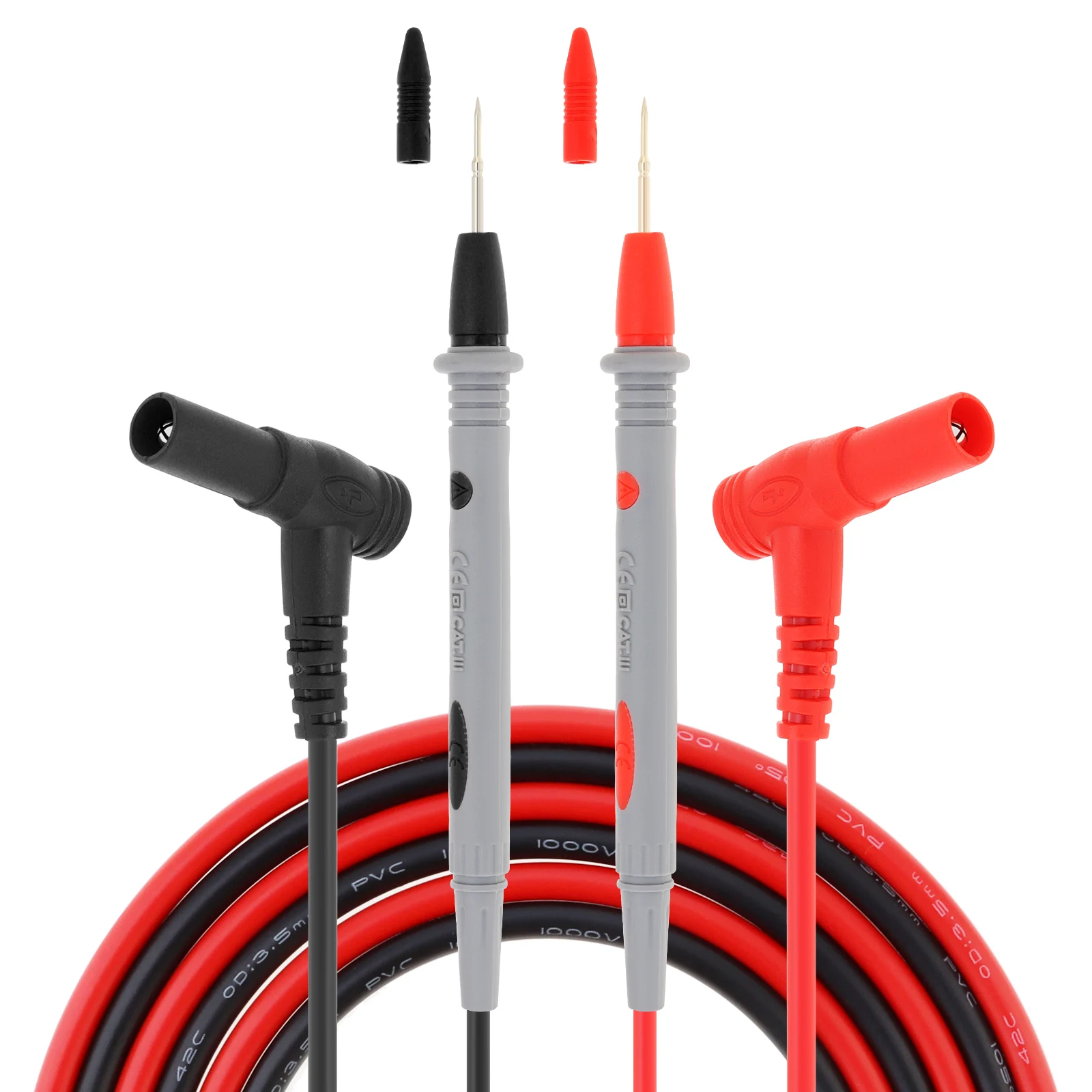 2Pcs Banana Plugs 1000V 20A Multimeter Test Probe Cable for Most Brands Digital Multimeters / Electronic Clamp Meter