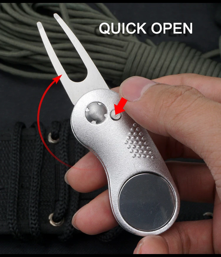 Steel Switchblade Golf Divot Repair Tool