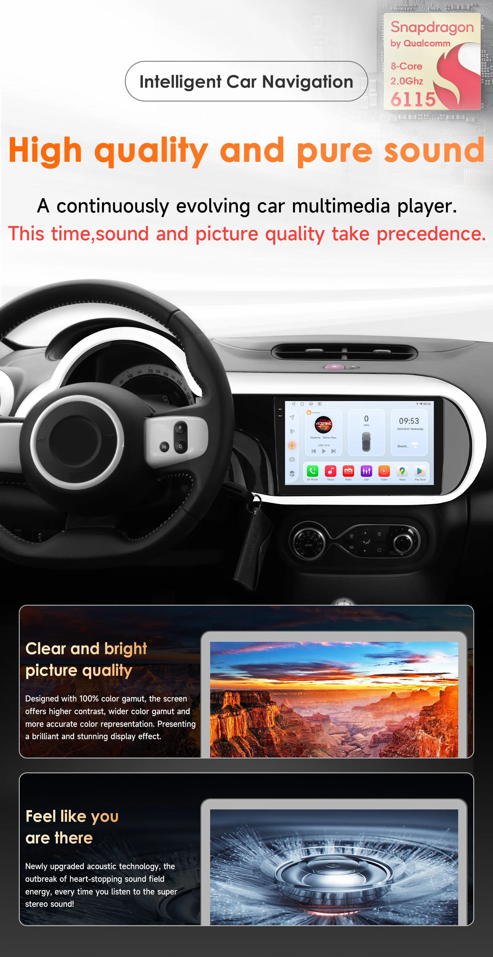 9 zoll AI Carplay Android 14 Autoradio Für Renault Twingo 3 III 2014-2024 Auto multimedia-player GPS Stereo 360 Cam BT 2DIN Bildschirm – Detail 3