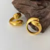 Stylish Water Droplet Shape 18k Gold Plated Stainless Steel Open Adjustable Ring Trendy Custom Women's Fashion Accessory 3