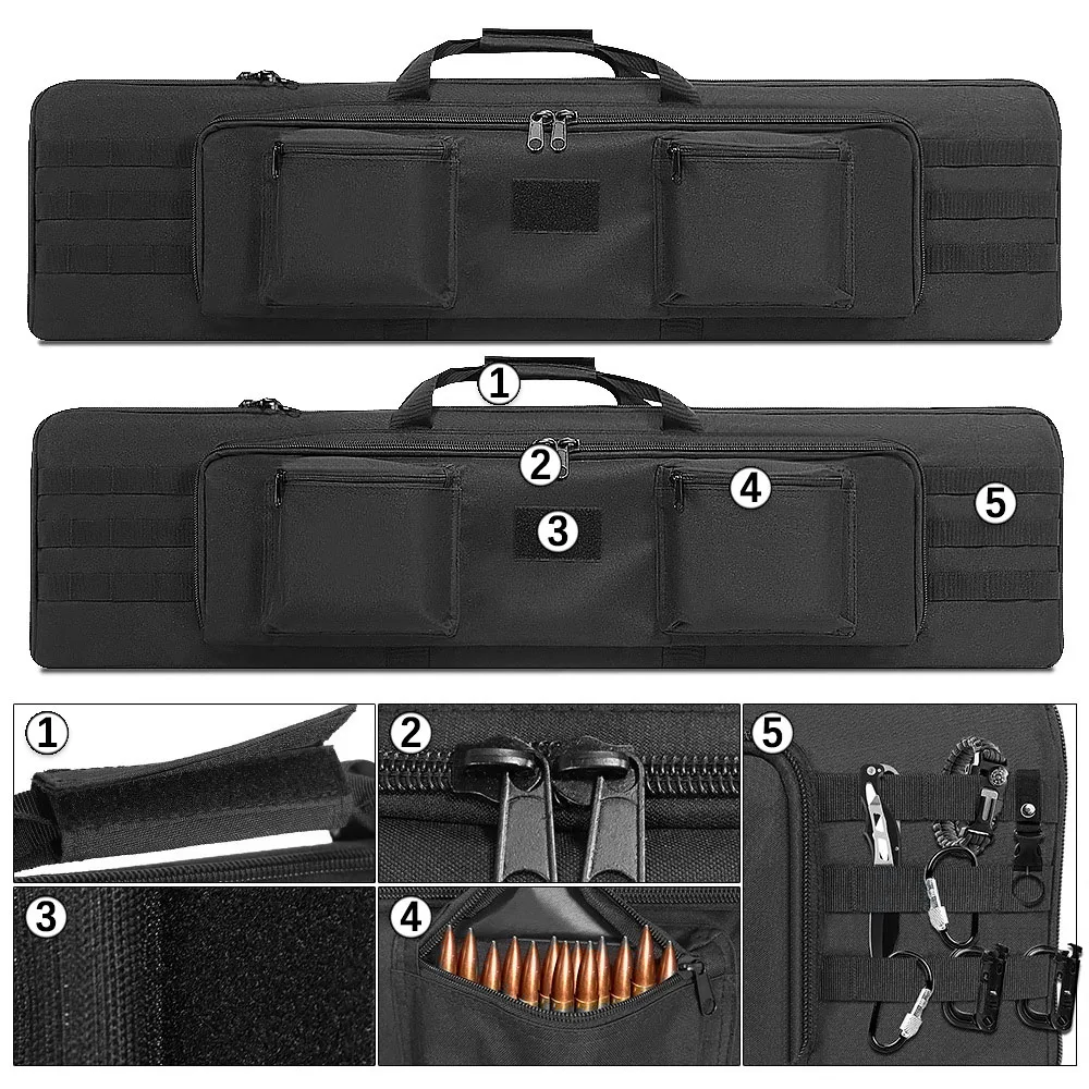 Borsa Tattica Doppia Per Fucili 100 Cm In Tessuto Oxford - Custodia Per Pistole Lunghe E Canne Da Pesca - 2