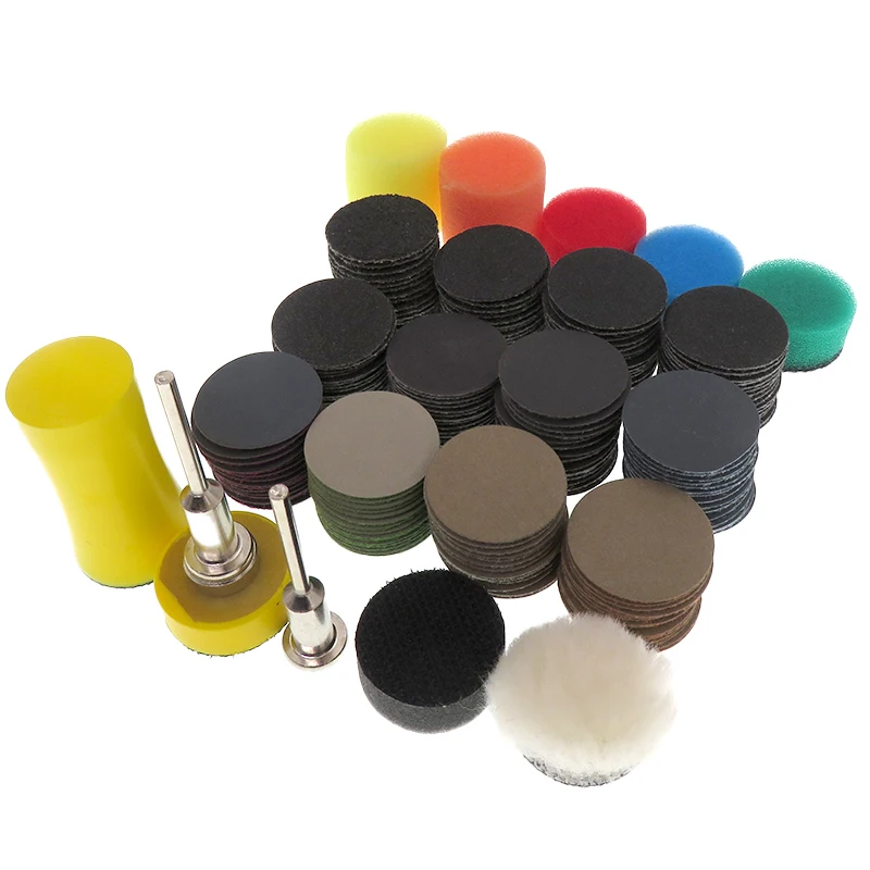 1 Zoll Nass-Trocken-Schleifscheiben 191 Stück Klett-Schleifpapier 25mm mit 3mm Schaft-Unterlage zum Polieren und Schleifen von Metall und Autos – Detail 1