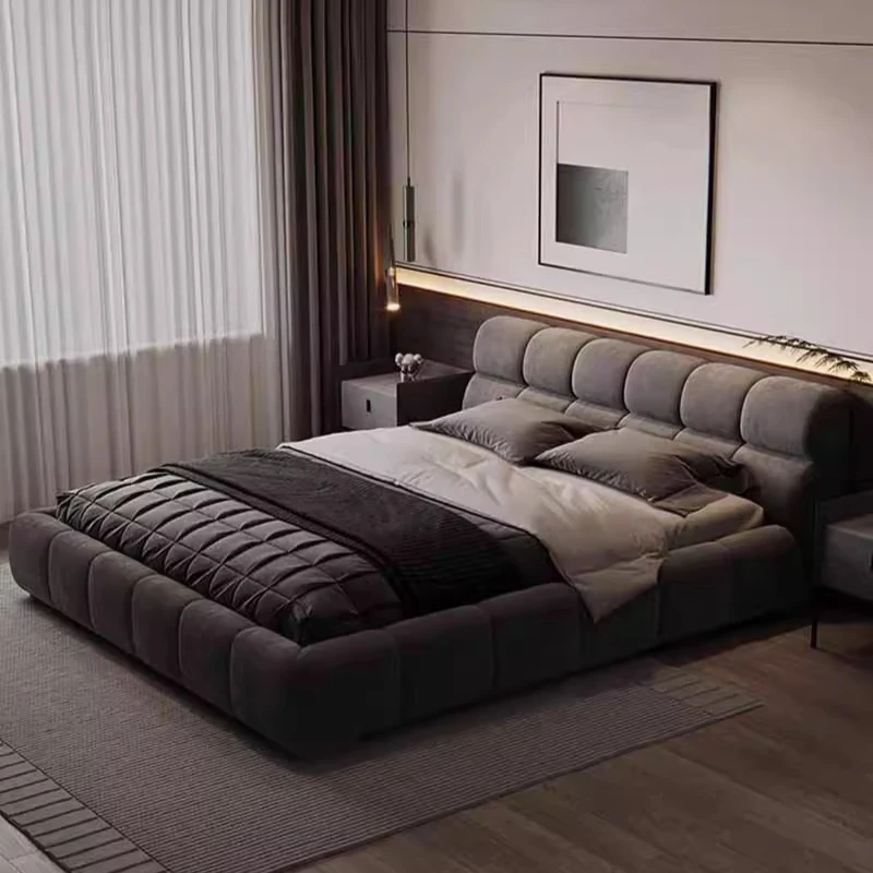 Letto matrimoniale contenitore imbottito design minimalista