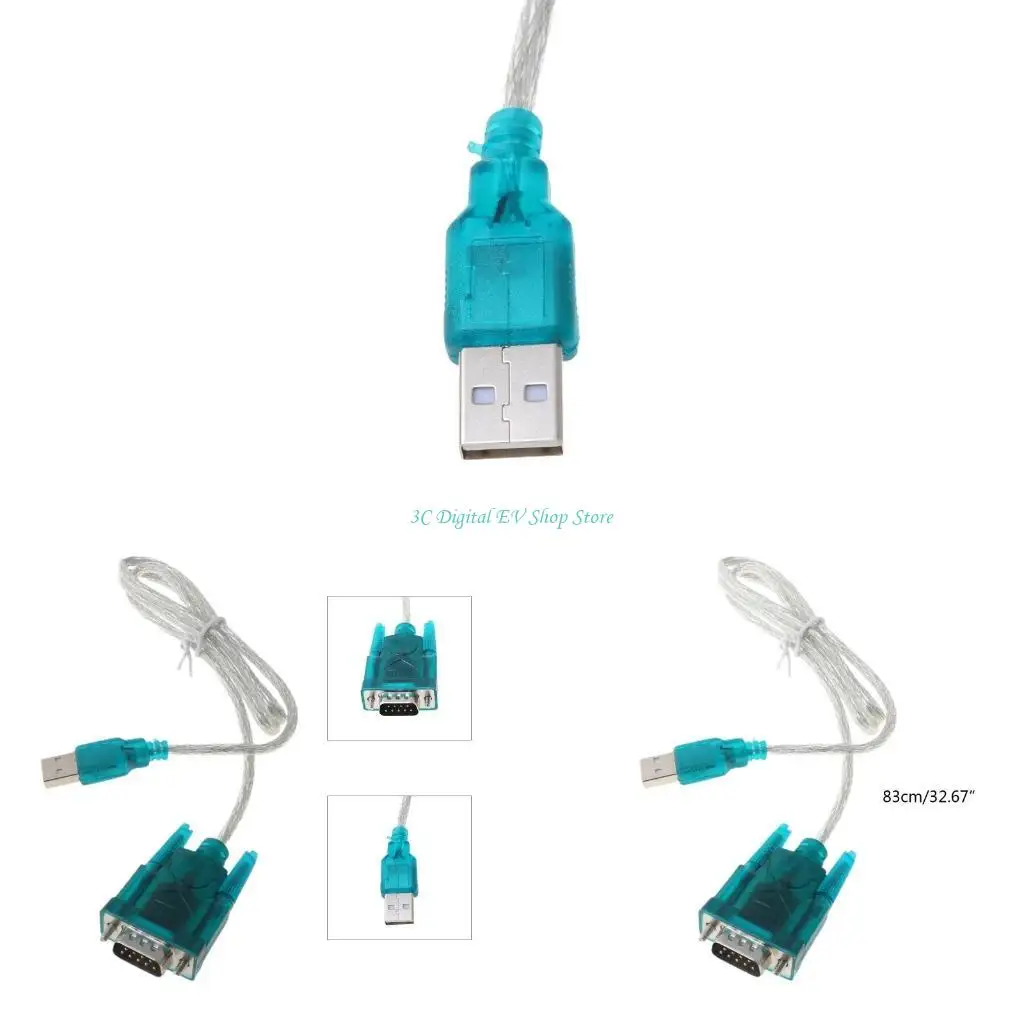 E74D 블랙 USB에서 RS232 RS-232 (DB9) PC 용 직렬 케이블 표준 어댑터 변환기