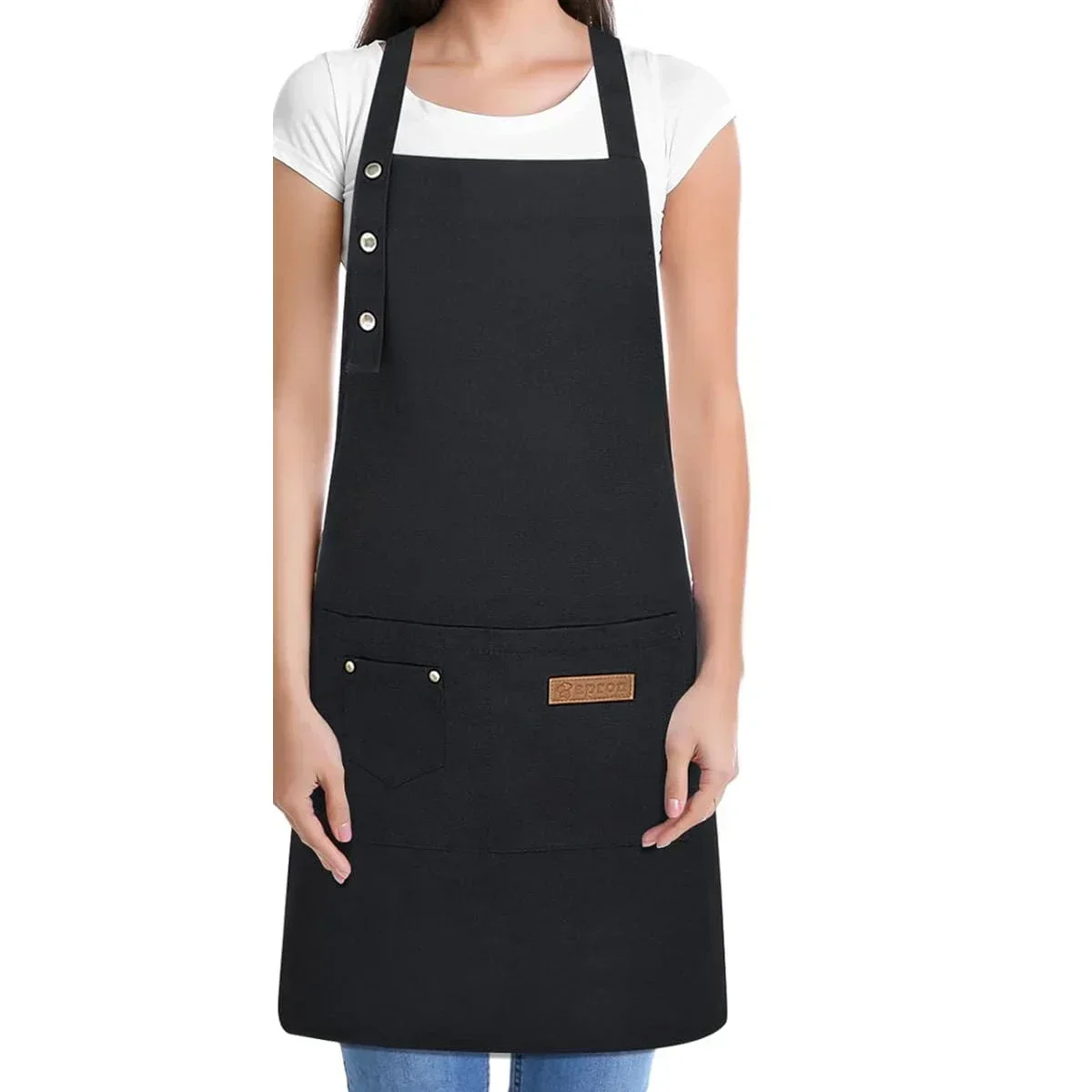 Customized Logo Adjustable Apron Canvas Work Apron With Pocket for Restaurant Kitchen Beauty Hairdressing Cafe Waiter Work Apron