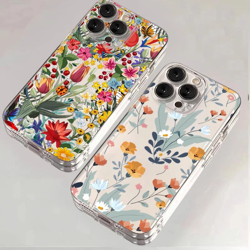 Clear Soft Transparent Floral Phone Case Cover