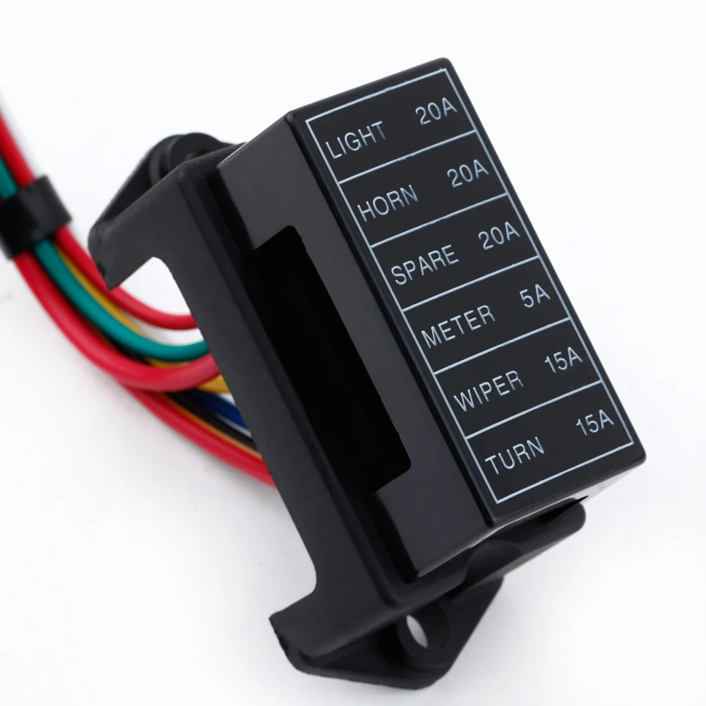 Car Fuses Kit Fuse Box Fuse Box Holder 6 Way DC32V Circuit Car Trailer Auto Blade 2-input 6-output Wire