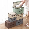 Non-woven Fabric Fold Storage Box Bedroom Wardrobe  Toy Clothes Sundries Organizer with Cover Underwear Sock Home Accessories 2