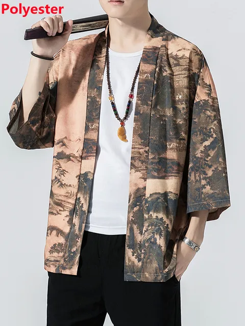 Crane Embroidery Haori Kimono Harajuku Japanese Style Plus Size Men Samurai Costume Yukata Asian Clothes Cardigan Women Jacket 711 shan shui