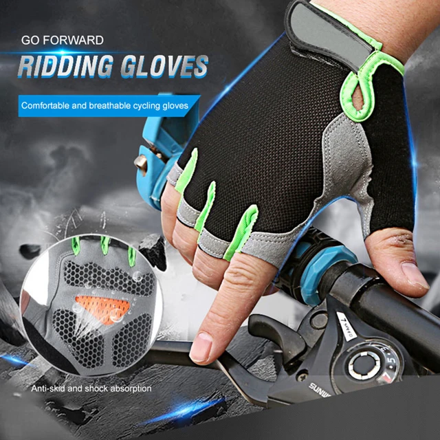 Guantes de ciclismo MTB de medio dedo, antideslizantes, antisudor,  transpirables, antigolpes, para hombre y mujer - AliExpress