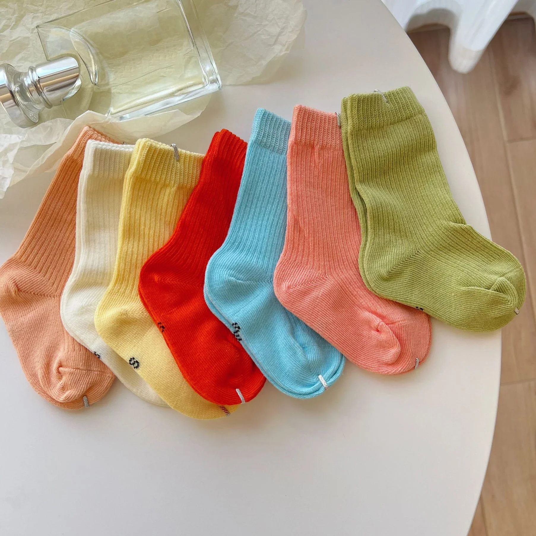 New Baby Candy Color White Knit Kid Cotton Soft High Long Socks Spring Summer Newborn Infant Sports Short Ankle Floor Socks
