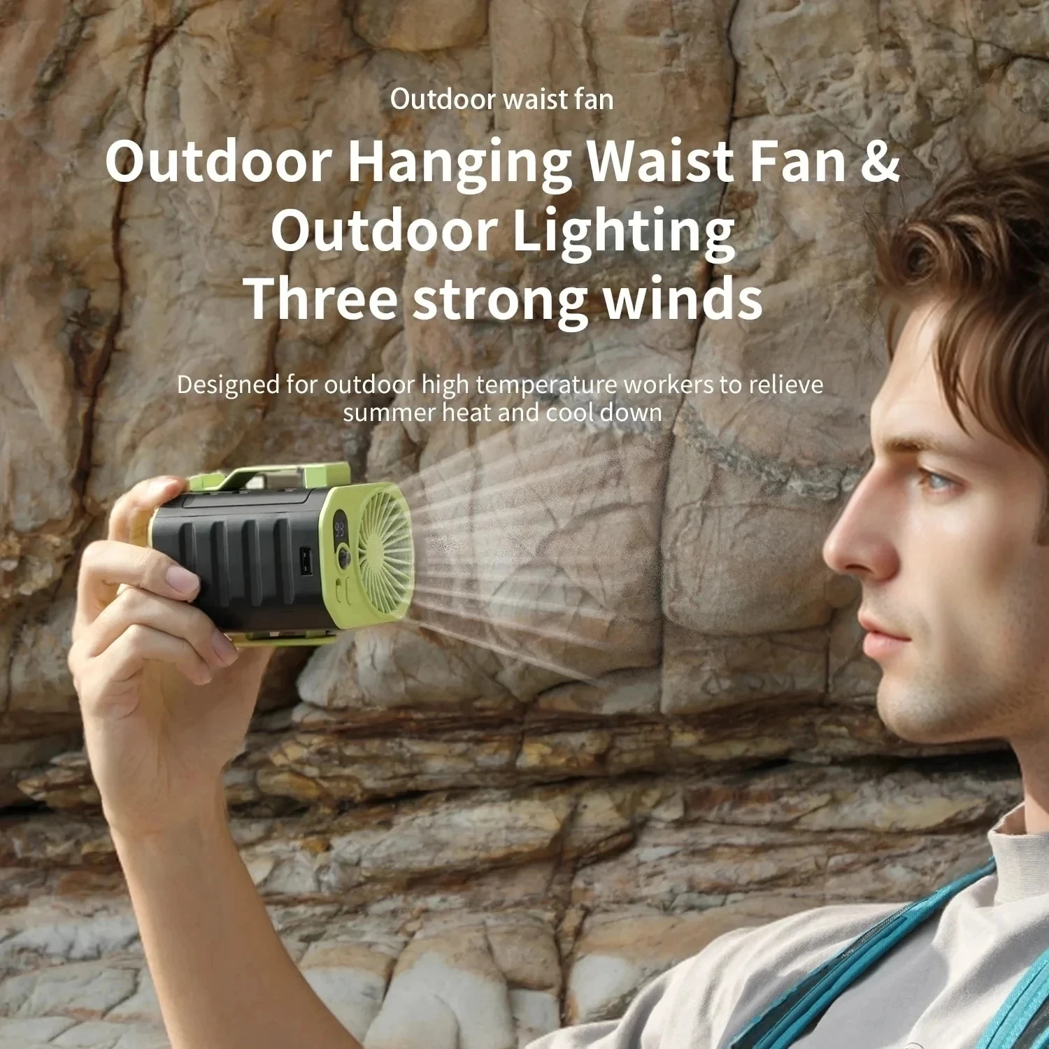 

Multifunctional Outdoor Portable Small Fan Hanging Waist Fan USB Rechargeable 6000mAh Battery Air Cooler Fan for Hiking Climbing