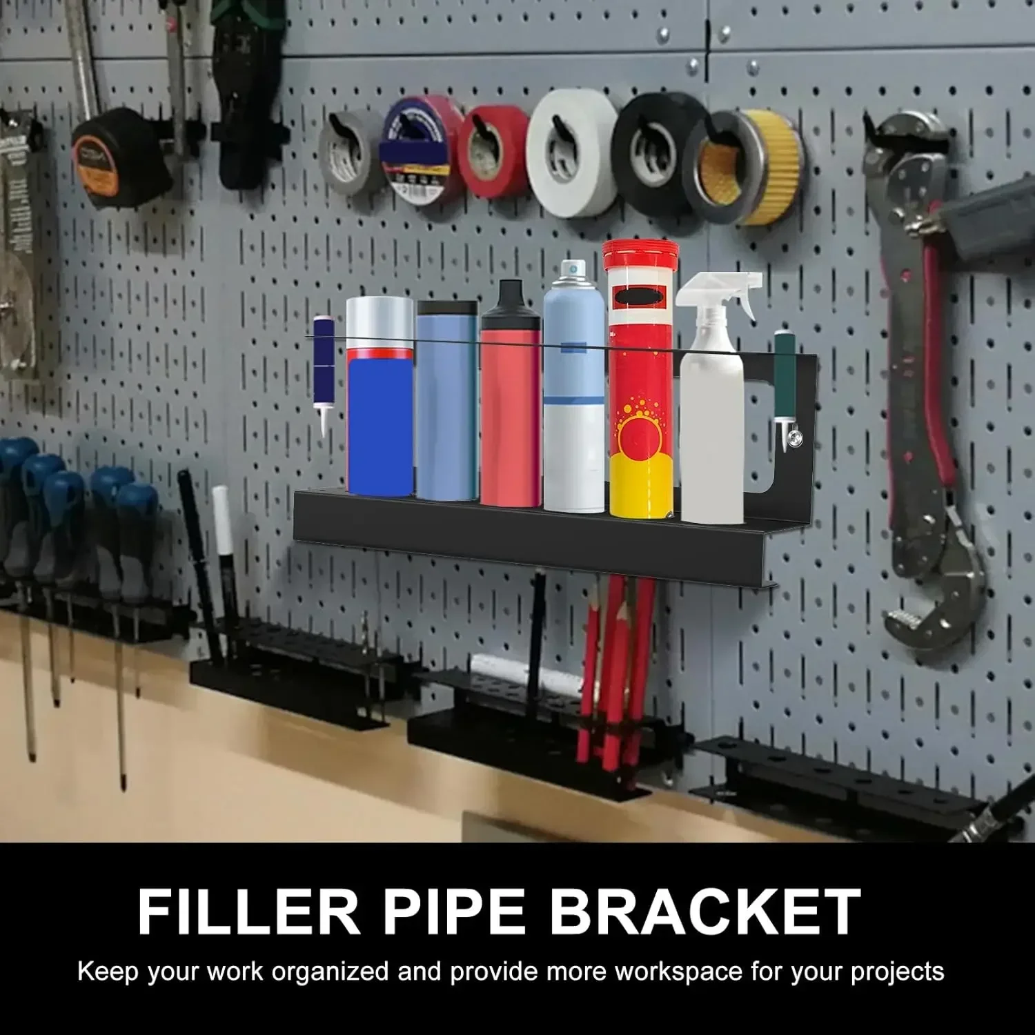 Caulk Tube Holder Caulking Gun Storage Rack Wall Mounted Sealant Organizer Holds 6 Tubes and Caulking Nozzle for Workshop