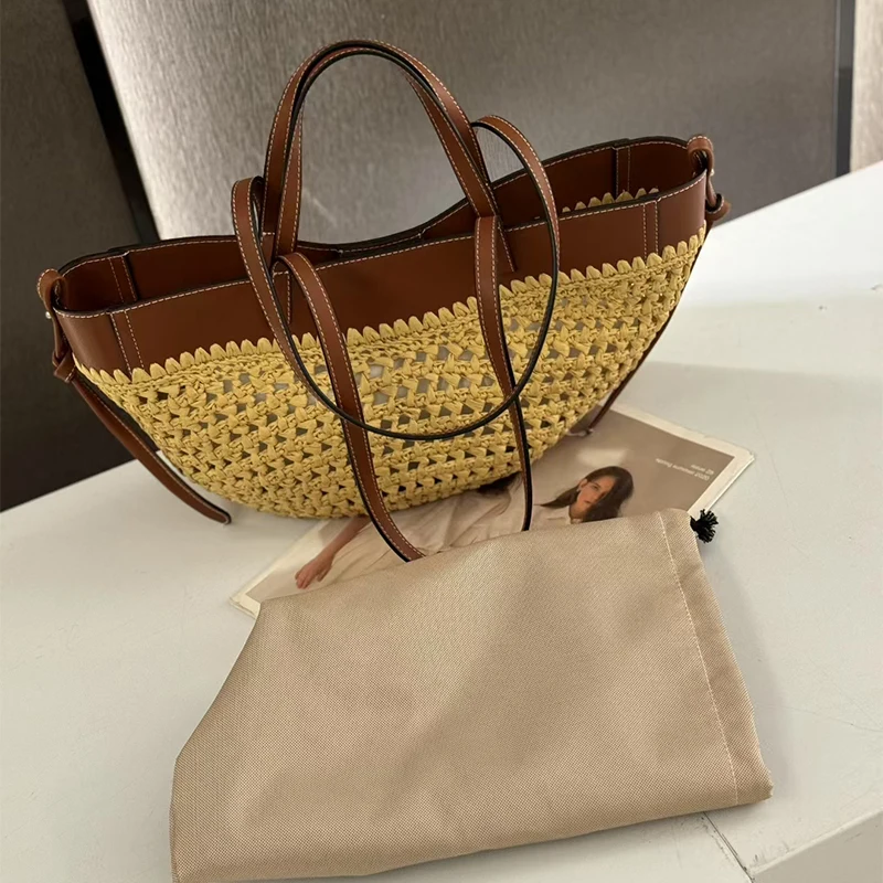 Borsa a spalla donna in paglia intrecciata borsa secchiello chic_voghion.com
