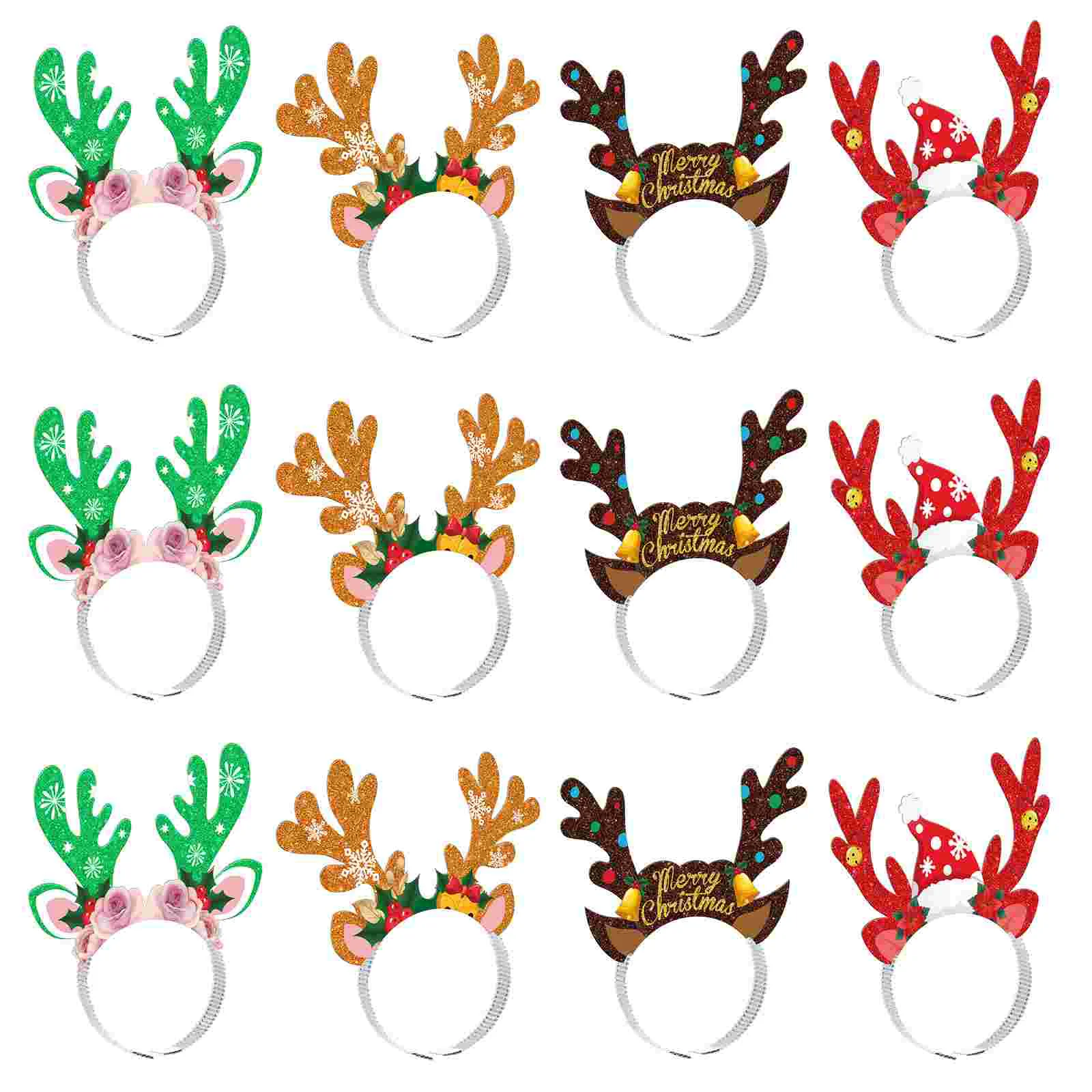 

ABOOFAN 12pcs Christmas Reindeer Antlers Headbands Merry Christmas Hair Hoops Party Decorations Headdress Photo Props