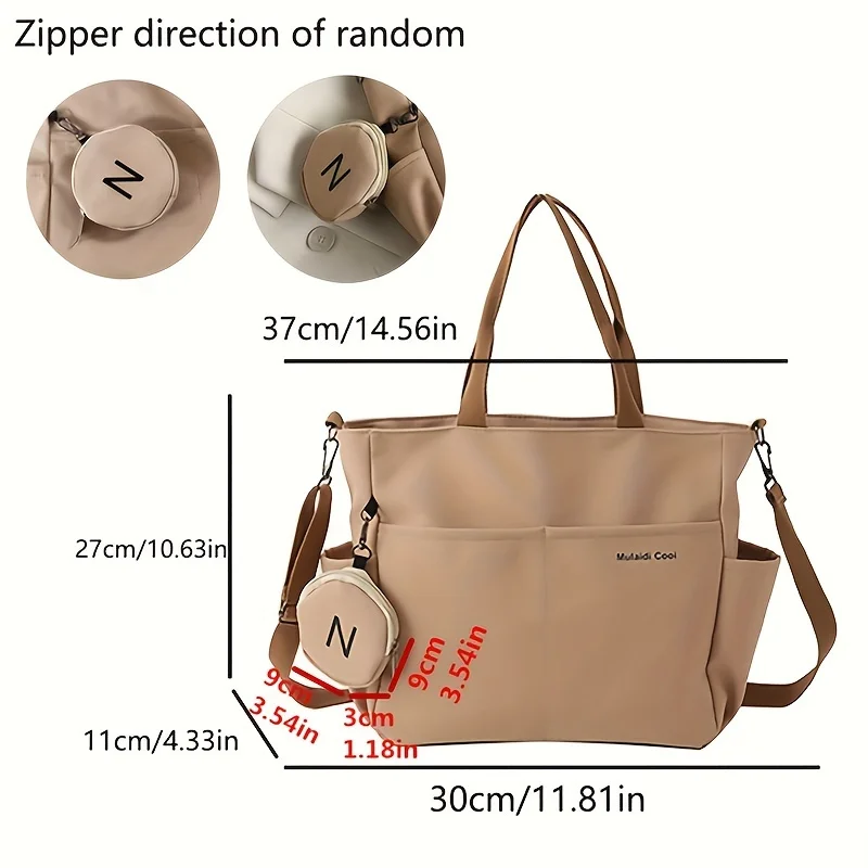 New Women's Bag, Casual Retro Tote Bag with Nylon Shoulder Strap, Large Capacity Multi-Layer Crossbody Bag and Round Coin Purse