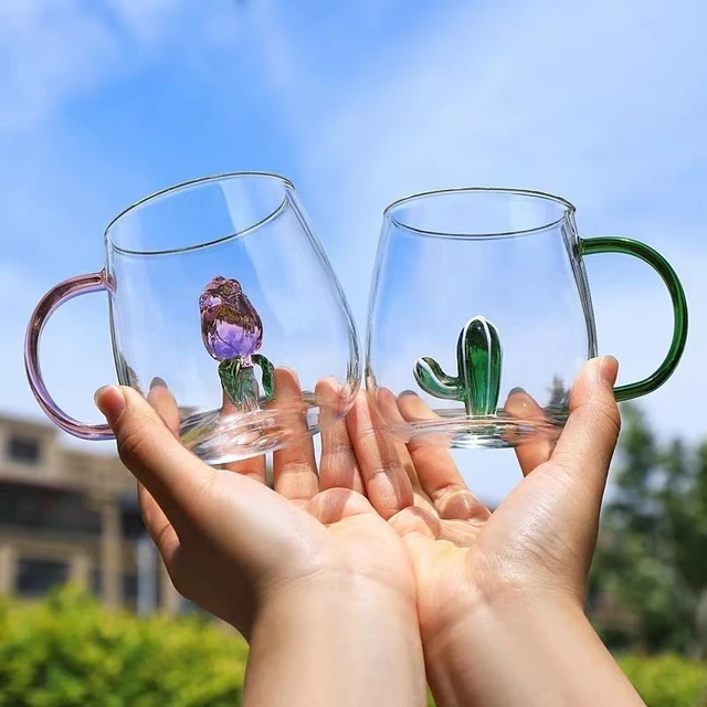 Tasse D'eau En Verre Avec Poignée Pour Filles, 400ml, 19oz, Cactus 3d,  Canard, Rose, Flamand Rose, Cadeau De Mariage, 1 Pièce - Verre - AliExpress