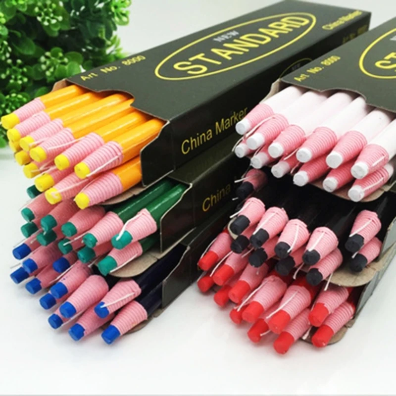 DXAB 12Pcs Peel off China Markers Grease Pencils for Mechanical Wax Pencil Marking 5