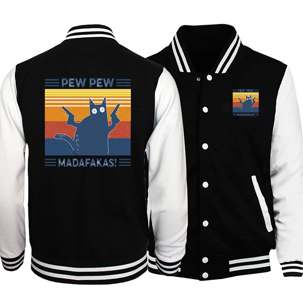 thumbnail image 1 of Ropa de diseño divertido Cat Pew Pew Madafakas para mujer, chaquetas nuevas de otoño, traje de vuelo de cuello redondo Harajuku, chándal de moda Hop Hop, 1 of 5