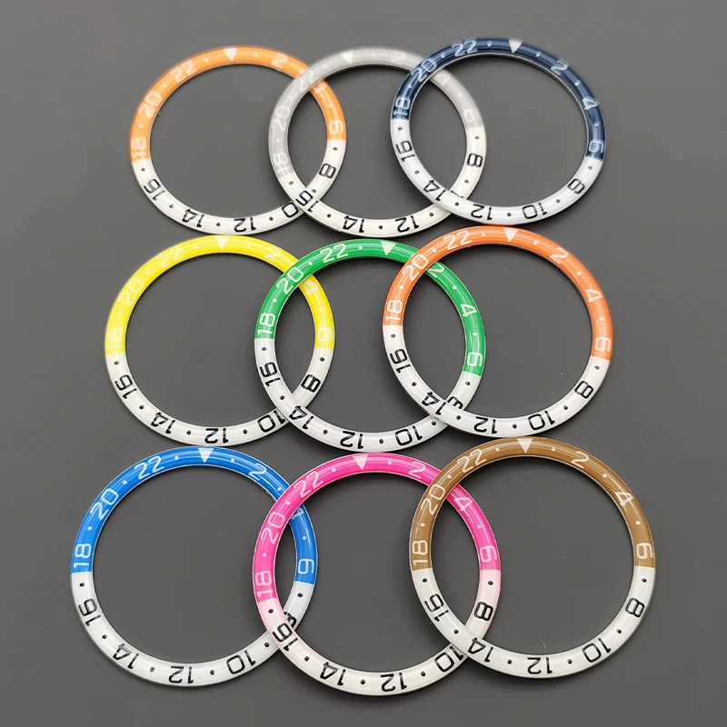 38mm flache blaue leuchtende Harz Aluminium Uhr Lünette Einsatz passt skx007 skx009 srpd Uhrengehäuse nh36 nh35 Uhrwerk Männer Uhr Teile