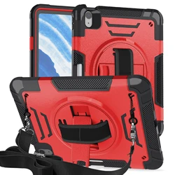 Full Body Shockproof Tablet Case with Rotating Hand Strap and Stand, 10.2 - Inch - Air11 2024 AIR4 AIR5 (Red)