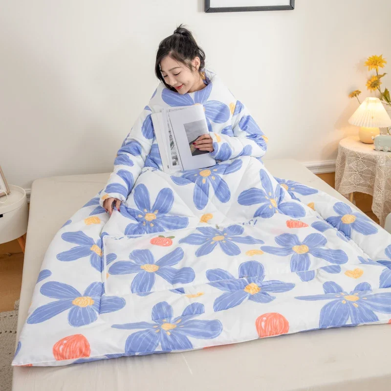 Bed comforter thickened with sleeves quilt wearable duvet floral style sofa comforter 1pc