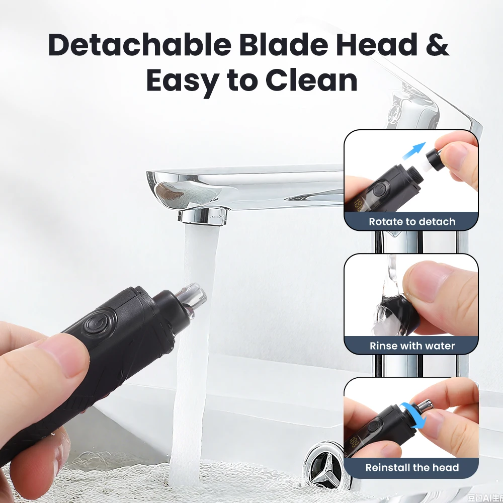 Portable Electric Nose Hair Trimmer ABS Black for Men Women