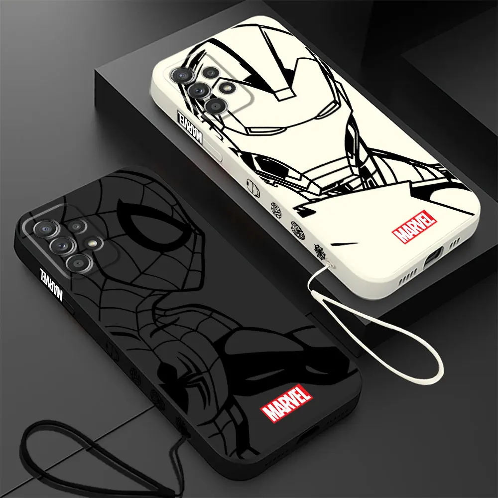 Marvel Spiderman Ironman Case Per Xiaomi Poco X3 Nfc M4 Pro X4 Nfc X3 Pro F3 Gt M5S M3 C40 F4 F5 M5 Square Liquid Cover
