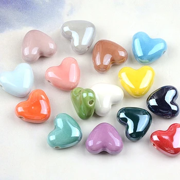 Cross hole Love Heart Shape Ceramic Beads 1