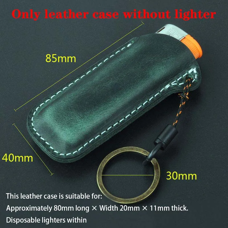 Description Picture 6 of itemHigh-Quality Leather Handmade Keychain holster Explosion-Proof Gas Lighter Protect Case For Bic Lighters Reusable Leather Cover