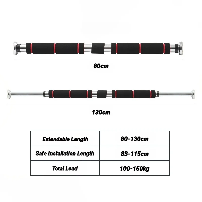150kg Adjustable Door Horizontal Bars Exercise Home Workout Gym Chin Up Pull Training Bar Sport Fitness Wall Tension Muscle