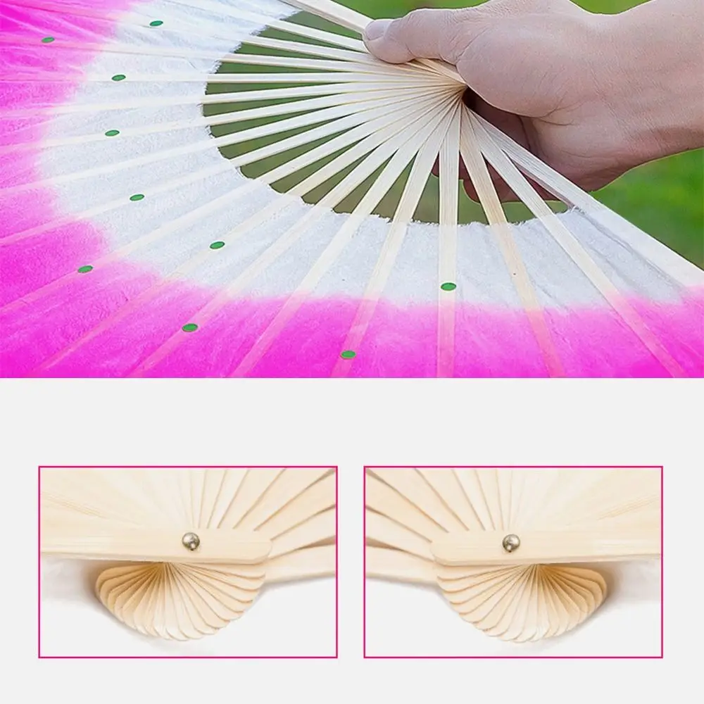 Kid Women Dancer Practice Long Imitation Belly Dancing Fan Silk Fans Rayon Silk Fans Long Silk Fans