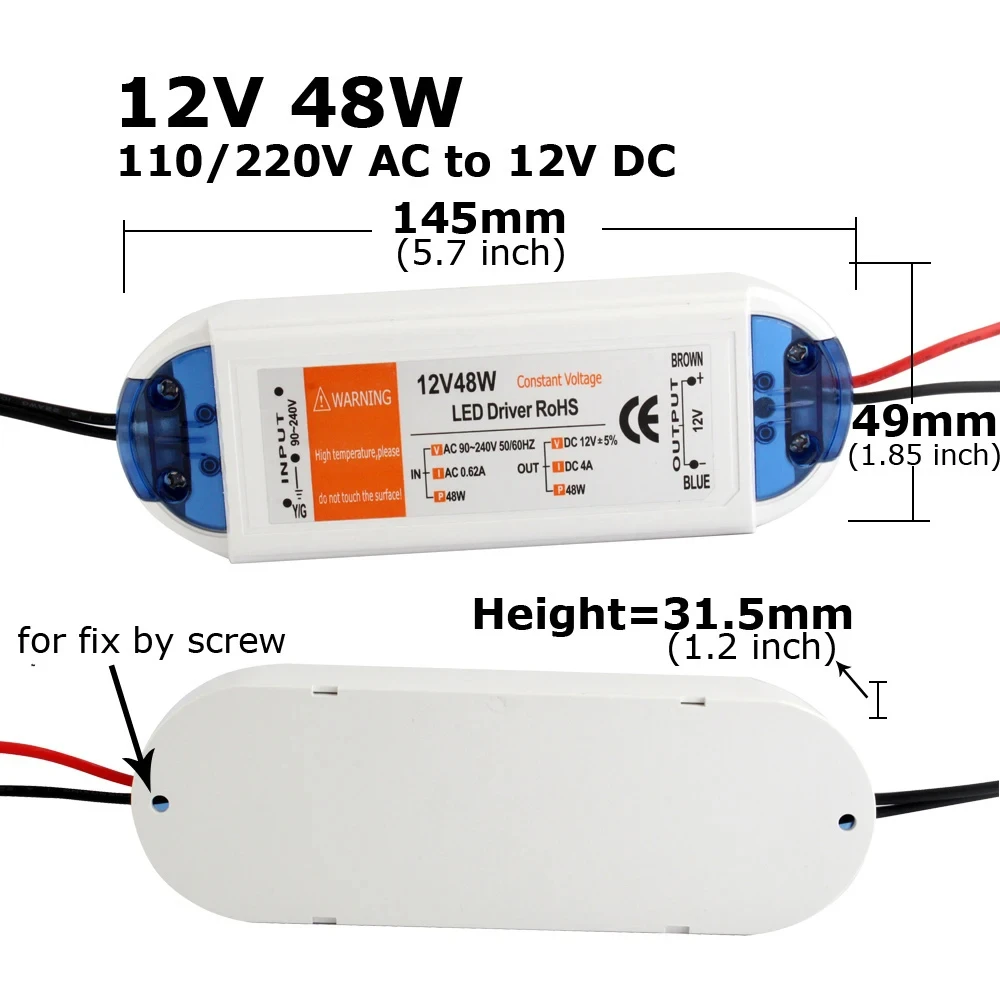LED 조명 변압기, LED 스트립 조명용 전원 어댑터, 야외 어댑터, DC 12V, 18W, 24W, 48W, AC 110V, 220V  12V