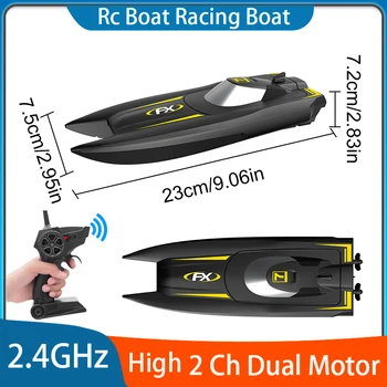 H118 RC 2.4G Boat Radio Racing Boat High Speed Speedboat 2 Ch Dual Motor Remote Control Ship aquatic game children Toy Boys gift 1
