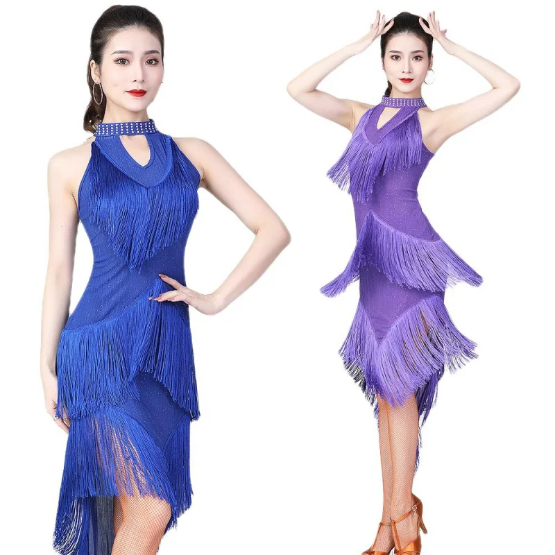 Women's Shiny Fringe Flapper Dress - Roaring 20s Gatsby Latin Dance Costume With Sequins
