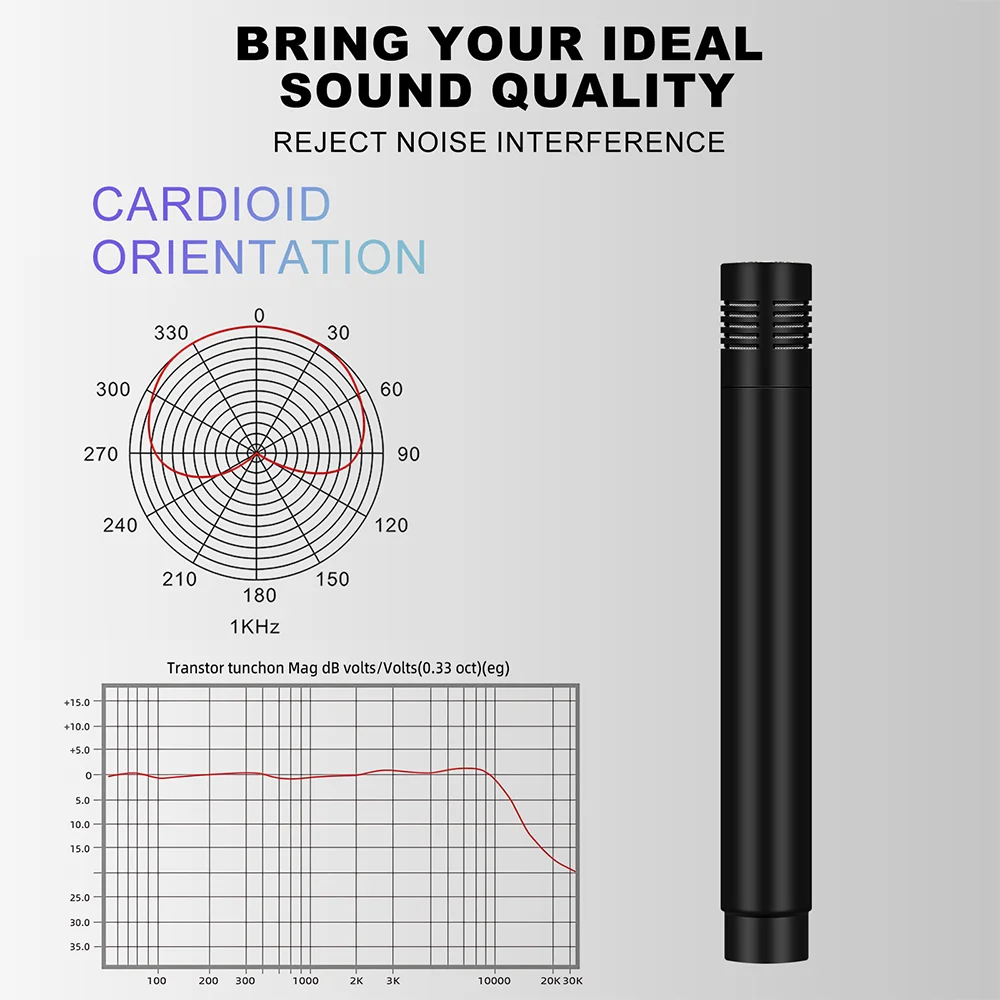 C02 One Pair Pencil Condenser Microphone Small-Diaphragm Suspension with Clip Piano Recording Mic Instrument Record Pencil Type