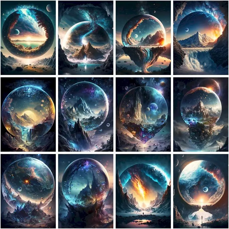 

Картины по номерам CHENISTORY, абстрактная планета, искусство, домашний Декор, живопись по номерам, рисование на холсте, ручная роспись