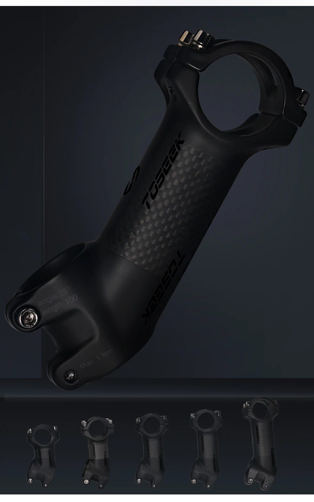 Description Picture 3 of itemToseek 31.8mm Carbon Fiber Mtb Stem 25/35 Degree Bicycle Stem Ultralight Bike Table 70/80/90/100mm Mtb Power Bicycle Accessories
