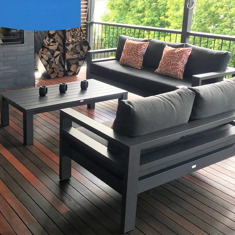 Nordic outdoor sofa combination aluminum alloy courtyard coffee table sunscreen waterproof modern simple corner