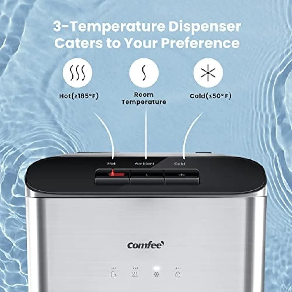 Ozone Self-Cleaning Bottom Loading Water Cooler, Quick Cooling Water Dispenser with 3 Temperature Settings, Safety Child Lock 5