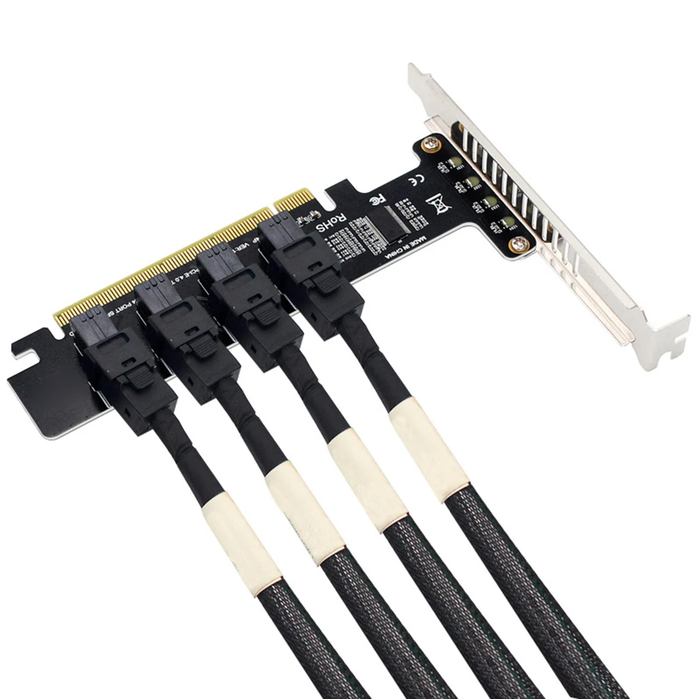 컴퓨터 메인보드용 NGFF PCI-E 16X-4 포트 U.2 분할 확장 카드, PCI-E 16X-4 포트 U.2 SFF-8643/8639 분할 카드