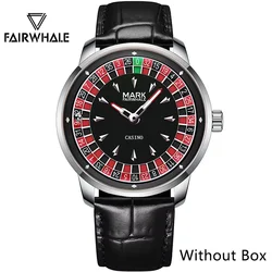 Mark Fairwhale Men's Novelty Quartz Watch with Recessed Wheel Design and Rotating Dial (Black without box)