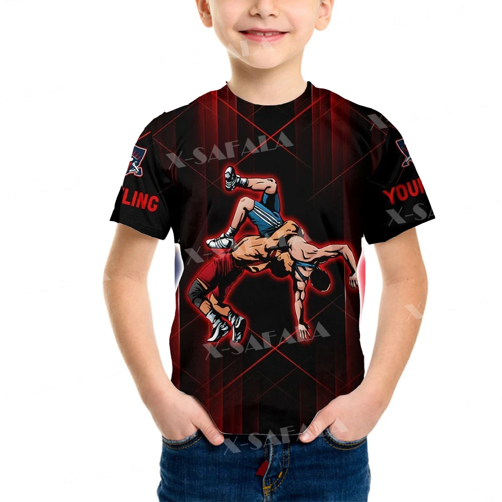 

WRESTLING Customed Lover Sports Boys T Shirt Short Sleeves Tops Girls Children Clothing Summer T-shirt Tee Toddler Clothes-8