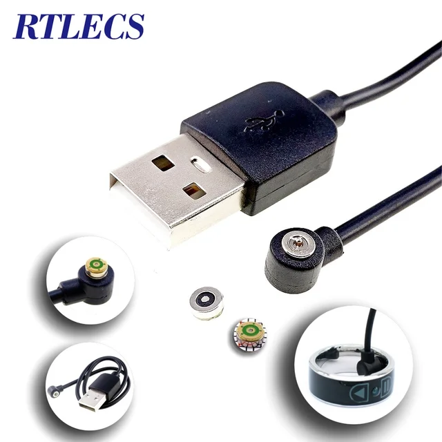 2Pin Smart Ring Dock Charge Connector USB Charging Cable Cord 4mm Magnetic Connector Smart Ring Power Adapter Wire Accessories